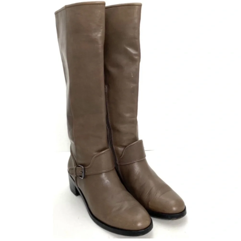 Coach Cecclia Belted Knee High Classic Riding Boot in Mushroom Brown Size 8
